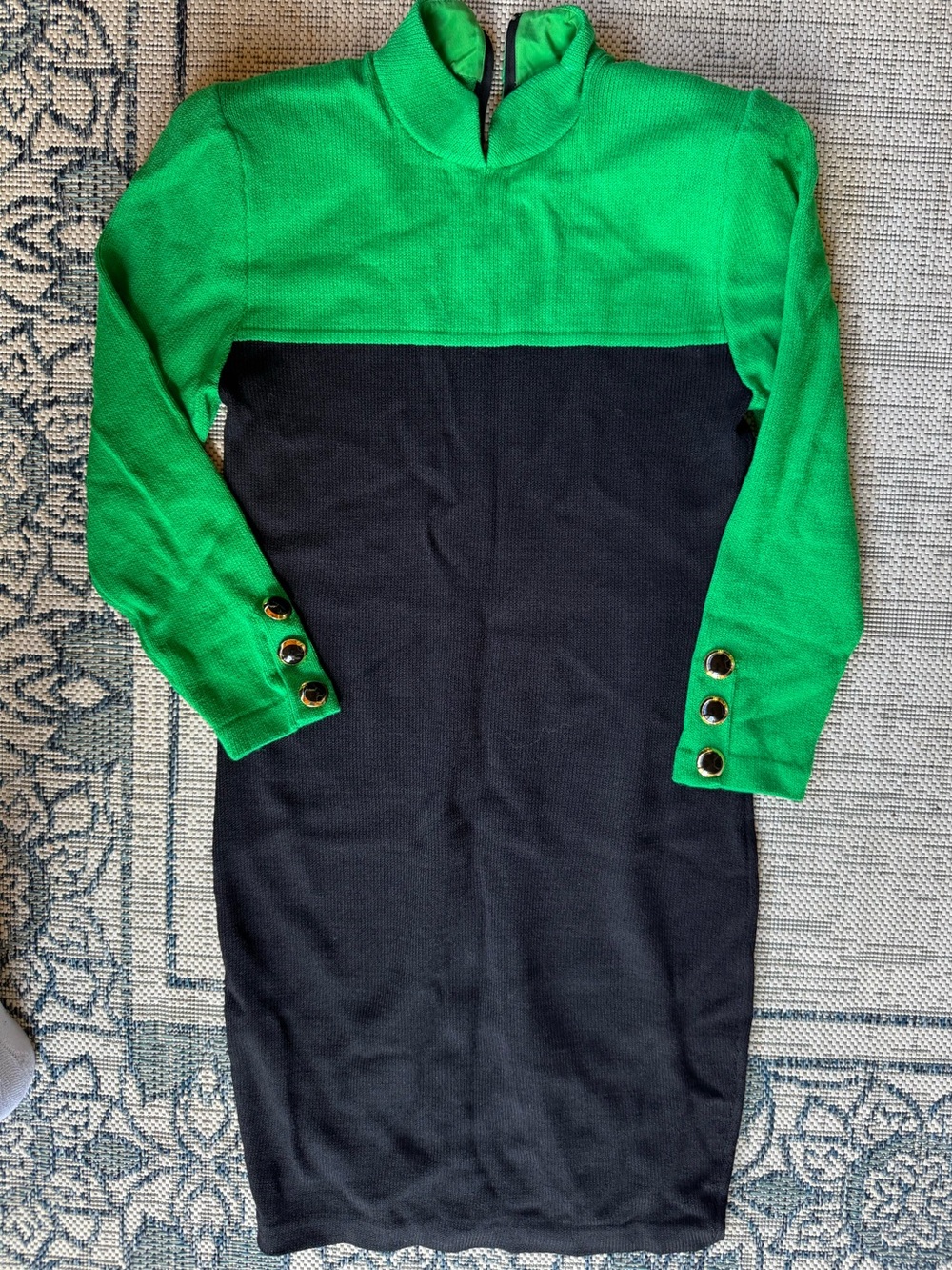 St John by Marie Gray Dress Green and Black Size 8